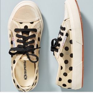 Superga/Anthropologie Polka Dot & Velvet sneakers